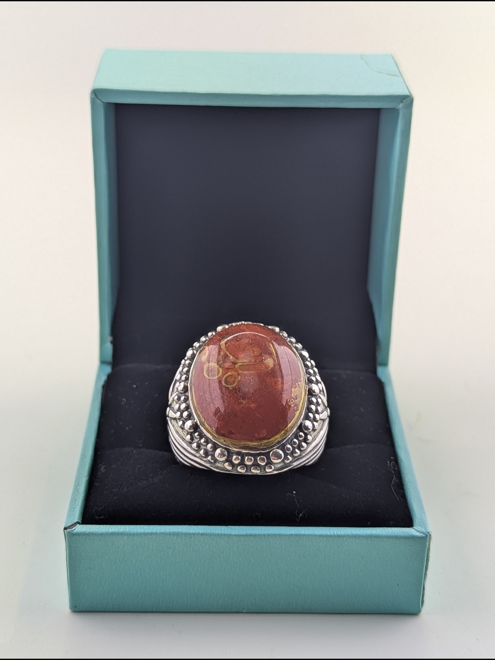 ✨ Vintage Sterling Silver Statement Ring with Natural Coral ✨